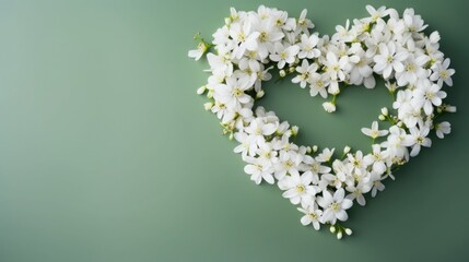 Wall Mural - white flowers in the shape of a heart. bouquet for Valentine's Day, Women's Day, March 8. greeting card. space for text