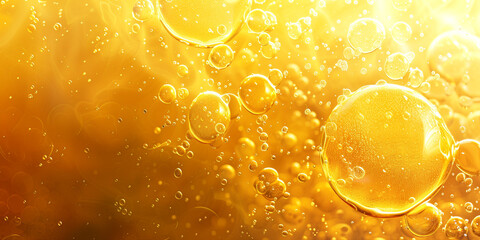 Wall Mural - Golden yellow oil bubble background