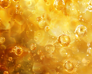 Wall Mural - Golden yellow oil bubble background