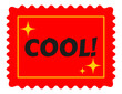 © Guzal Arislanova - Red stamp sticker with lace and class tag cool yellow stars. Retro pop sticker 70s 80s vibes