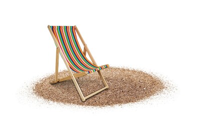 Sticker - Deck chair on golden beach sand