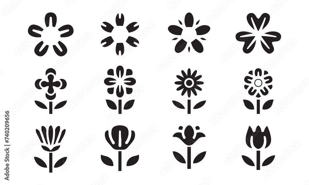 flower line symbol vector, simple vector flower symbols Stock Vector ...