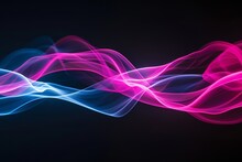 Abstract Image Capturing The Dance Of Neon Light Waves In Brilliant Pink And Blue Hues Against A Stark Black Background, Embodying Energy And Motion.