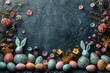 Happy Easter Eggs easter egg legends. Bunny hopping in flower striking decoration. Adorable hare 3d easter tradition rabbit illustration. Holy week vibrant card Alleluia