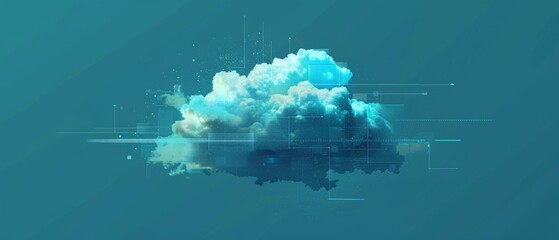 a blue background with a cloud shape in the style of technological design Generative AI