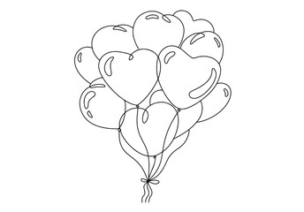 Canvas Print - Balloon. Bundle. Heart. One line