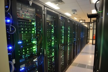 Leinwandbilder - technology server room with rows of computers