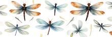 Pattern Watercolor Colored Dragonflies