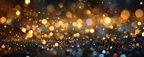 Sparkling blue and gold glitter, abstract background