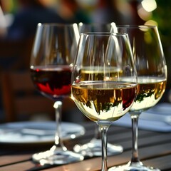 Wall Mural - a group of wine glasses on table