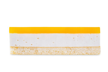 Wall Mural - Mango and mousse cream cake on a white isolated background