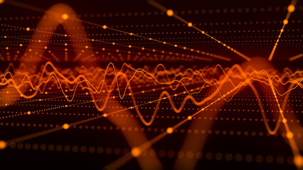 technology background. abstract circular wave of particles. futuristic abstract waves, glowing mesh 