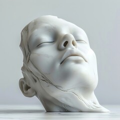 Wall Mural - a white sculpture of woman's face