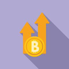 Poster - Grow crypto data icon flat vector. Mobile monetary. System online cash