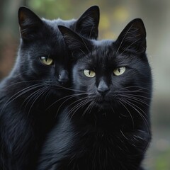 Poster - two black cats with yellow eyes