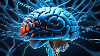 Wall Mural - Human brain and neural networks structure. Artificial intelligence