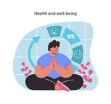 Fototapeta Pokój dzieciecy - Embrace tranquility and wellness with our VR meditation illustration.