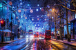 winter in the city of London at night
