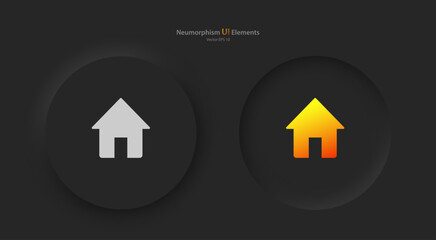 Wall Mural - a set of round buttons with gray and yellow home symbols. user interface elements for mobile devices