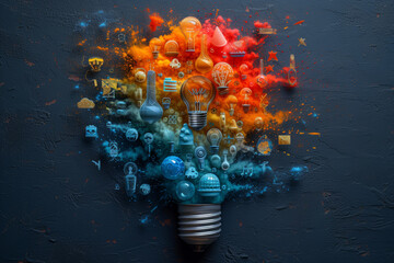 Wall Mural - a thought bubble containing a variety of symbols from different disciplines, showcasing the interdis
