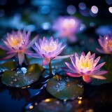Fototapeta Londyn - Mesmerizing photograph reveals intricate details of delicate water lilies photo