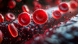 Amidst the bustling traffic of circulatory system, erythrocytes and cholesterol cells flow