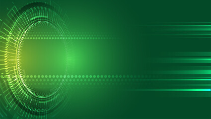 Wall Mural - High tech banner. Technological geometric background consisting of circles on a green background. Internet communications, big data, digital technologies.