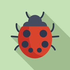 Sticker - Flower ladybug icon flat vector. Adorable insect. Forest garden creature