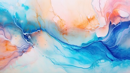  Vivid Interplay of Blue and Orange Paint Creating Abstract Artistic Background