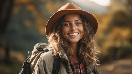 Sticker - Woman Wearing Brown Hat and Orange Jacket