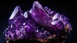 Vibrant Amethyst Crystals Glowing Against Dark Background in Stunning Macro Photography