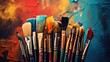 Vibrant Collection of Artist's Paintbrushes Ready for Creative Masterpieces