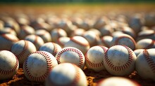 A Stunning Array Of Baseballs Spread Across The Lush Green Baseball Field
