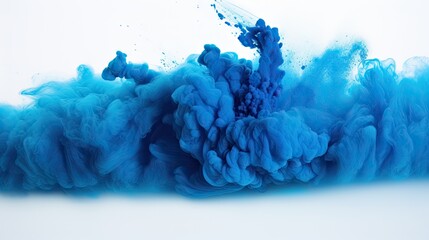 Wall Mural - Captivating Blue Ink Cloud Floating in the Air - Abstract Artistic Background