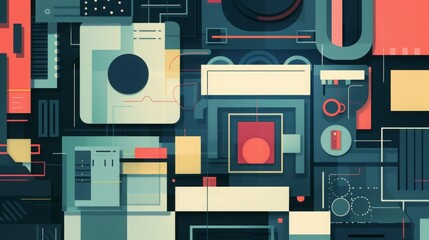 Wall Mural - flat design technology, 16:9