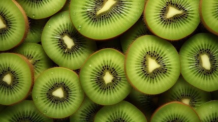 Wall Mural - A Vibrant Array of Kiwi Slices Creating a Refreshing and Textured Background