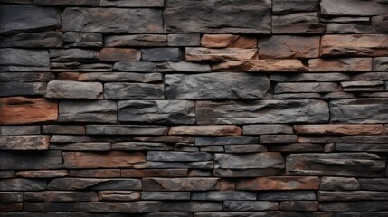 Wall Mural - Rustic Stone Wall with Elegant Black and Brown Pattern â Textured Surface for Architectural Design