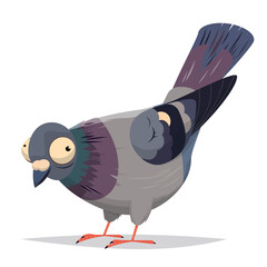 Wall Mural - funny cartoon illustration of an ugly pigeon