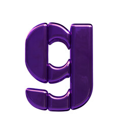 Symbol made of purple vertical blocks. letter g