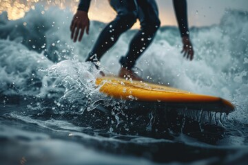 Close-up of a surfer riding a wave 