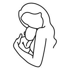 Outline of a mother holding a baby Vector