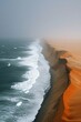 © HY - Desert dunes meet ocean mist over shoreline, creating surreal landscape