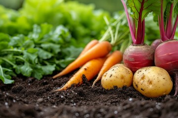 Wall Mural - Harvest from the garden. Background with selective focus and copy space