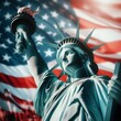 The Statue of Liberty in the United States, the symbol of freedom, the ideology of American independence and the establishment of the Constitution, Generative AI