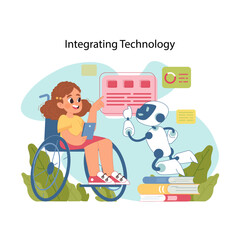 technology in education. flat vector illustration