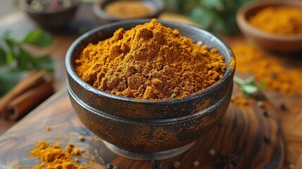 Wall Mural - Curry spice powder in bowl weights