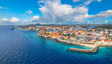 Fototapeta Sawanna - Downtown Willemstad, Curacao Skyline Aerial