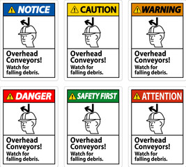 Wall Mural - Warning Sign, Overhead Conveyors Watch For Falling Debris