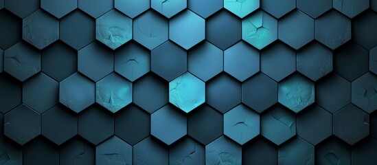 Canvas Print - Abstract Geometric Background with Hexagons in Blue and Purple Shades, Modern Design Element for Artistic Projects