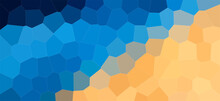 Abstract Illustration Of Blue, Yellow And Orange Little Hexagon Background.